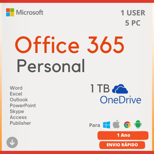 Office 365 para 5 Dispositivos + 1 TB OneDrive 1 Ano