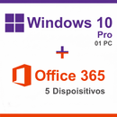 Windows 10 Pro Vitalícia + Office 365 Original para 5 Dispositivos 1 Ano